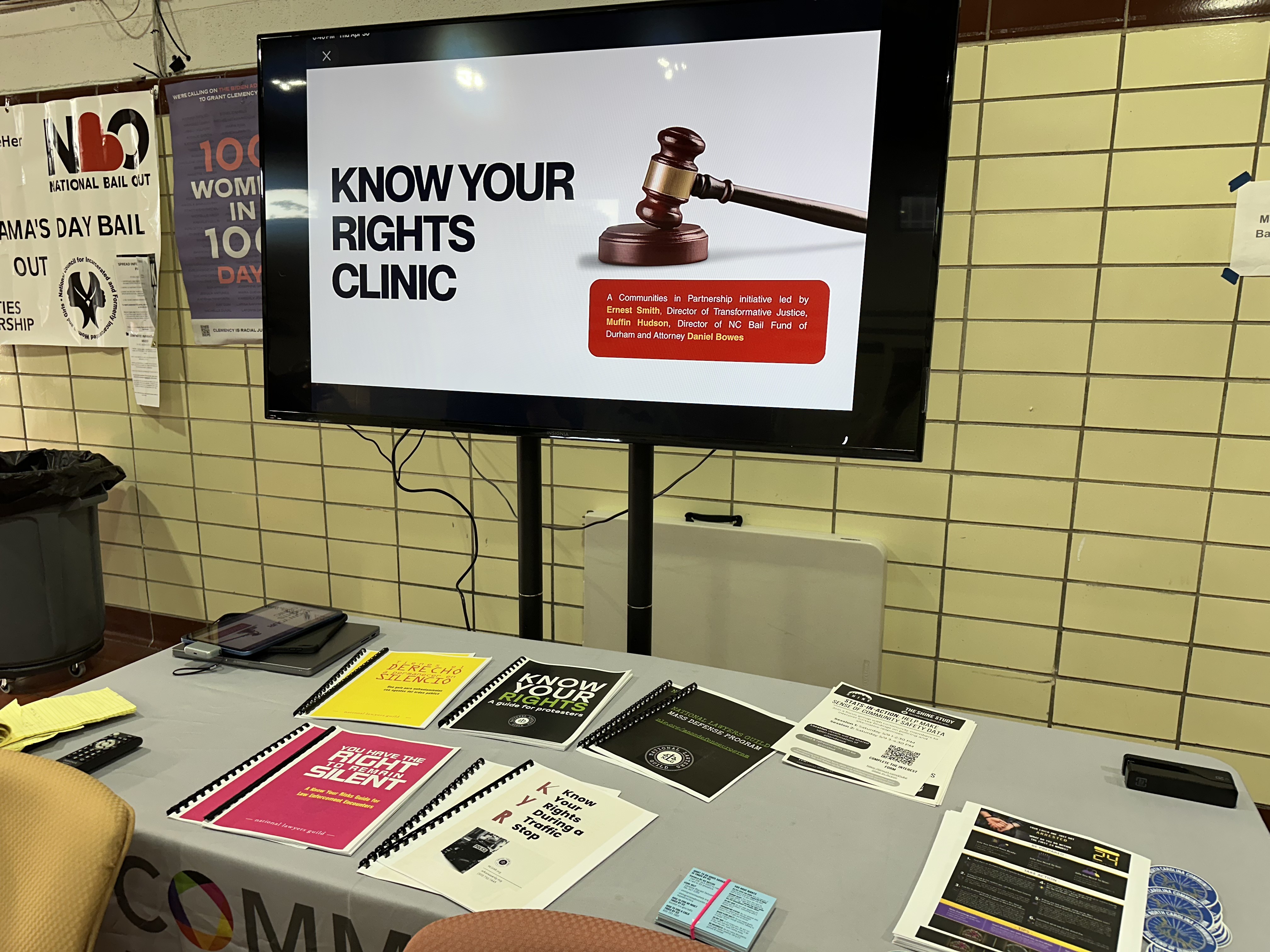 Know Your Rights Clinic materials and presentation, a Communities In Partnership initiative
